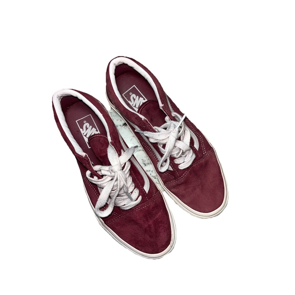 VANS Old Skool Red White Men's Sneakers Suede Canvas US 7.5